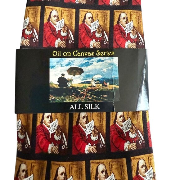 NWT Norman Rockwell Benjamin Franklin Silk Tie The Saturday Evening Post 56" - Picture 4 of 9